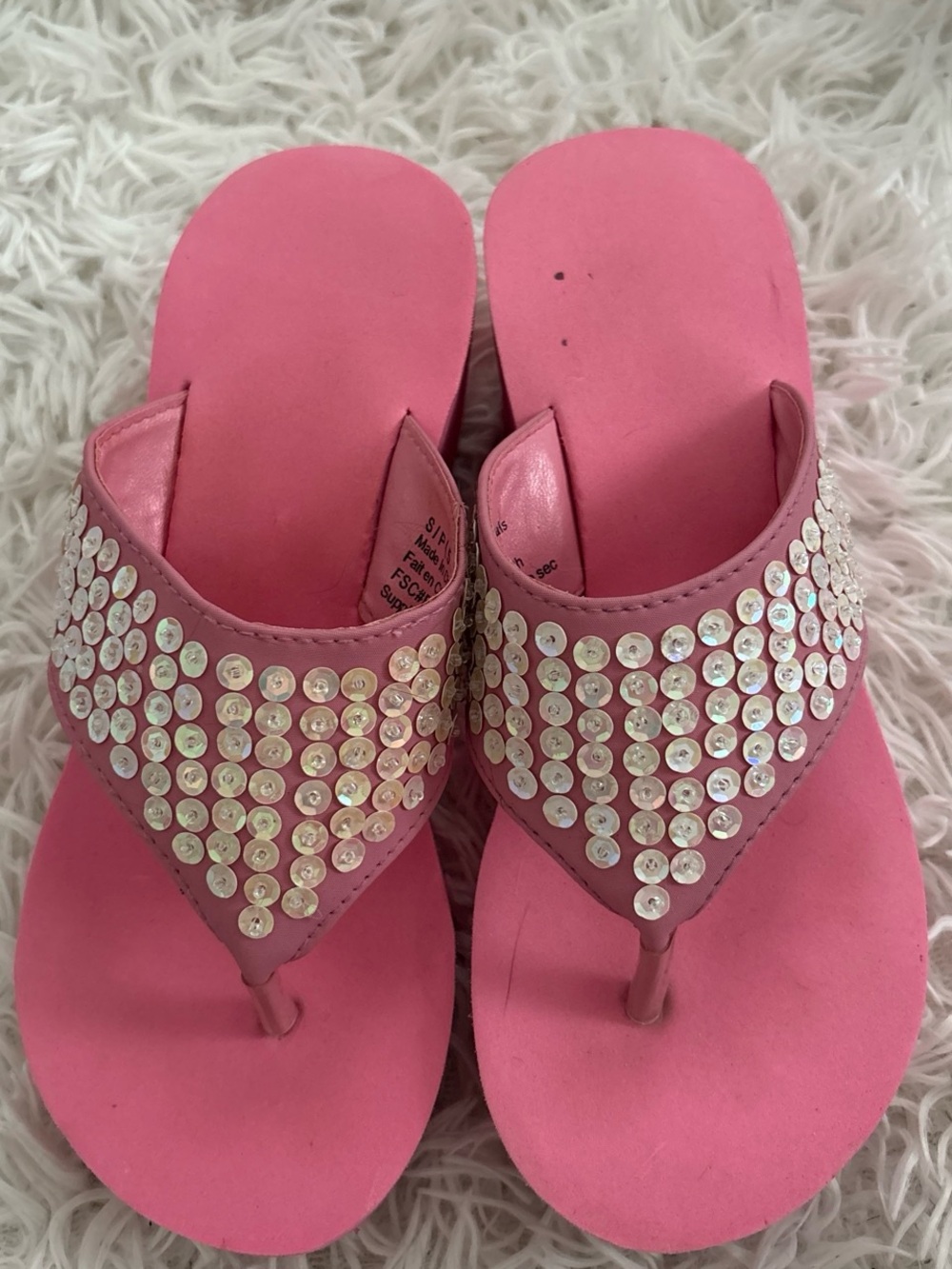 Pink Embellished Rhinestone Thong Sandals